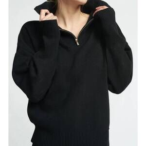 NEW LUNE ACTIVE olly half zip sweater in black